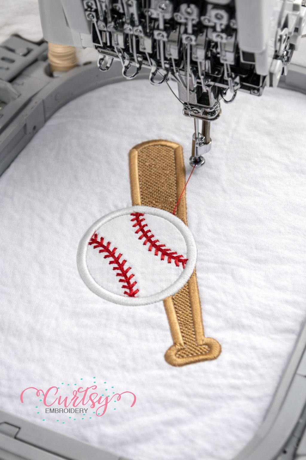 Baseball Bat and Ball Applique Design logo 1