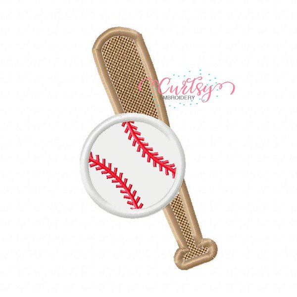 Baseball Bat and Ball Applique Embroidery Design