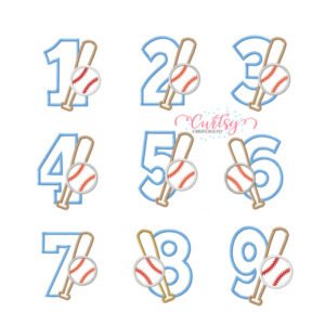 Baseball Birthday Numbers Appliqué