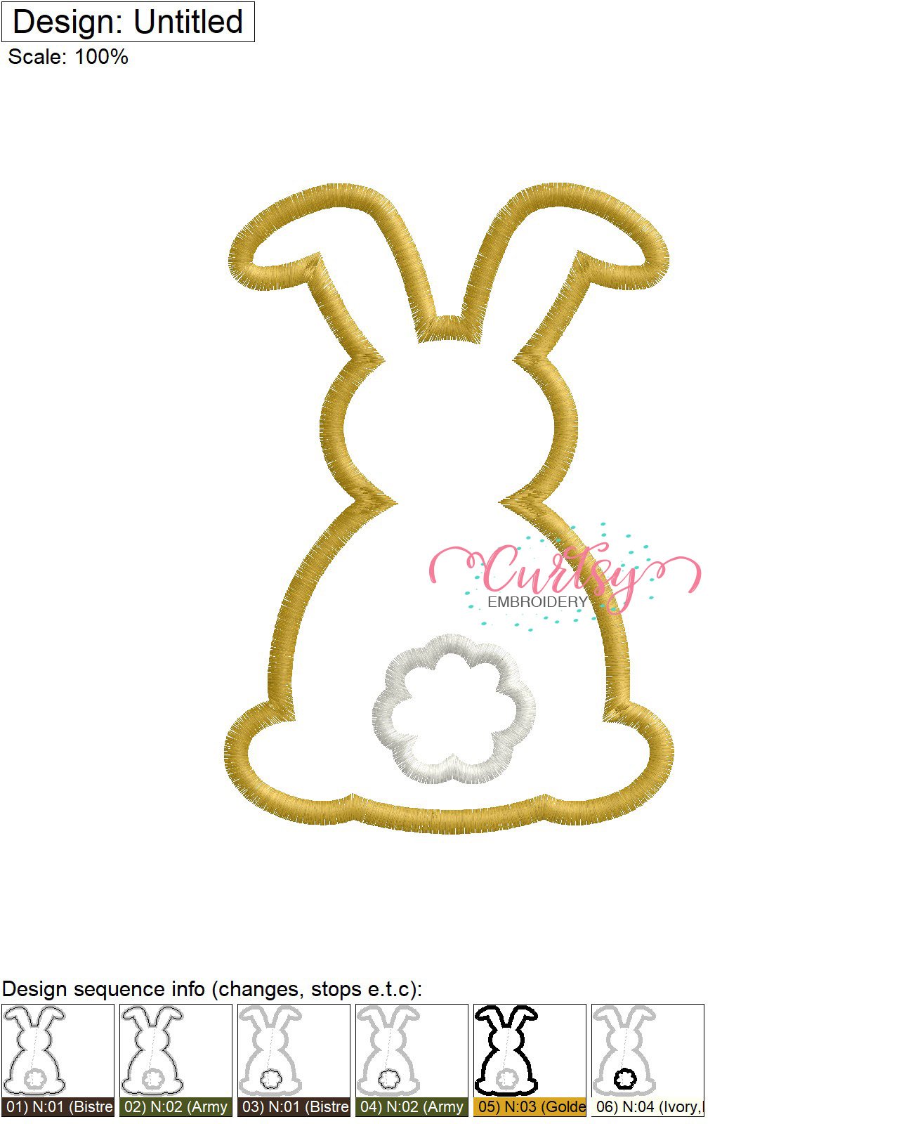 Bunny Silhouette Applique Stitch Map