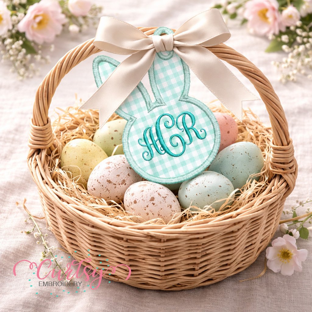 Bunny Tag Applique Design 2