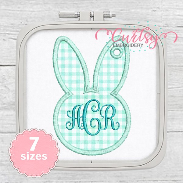 Bunny Tag Applique Design 600