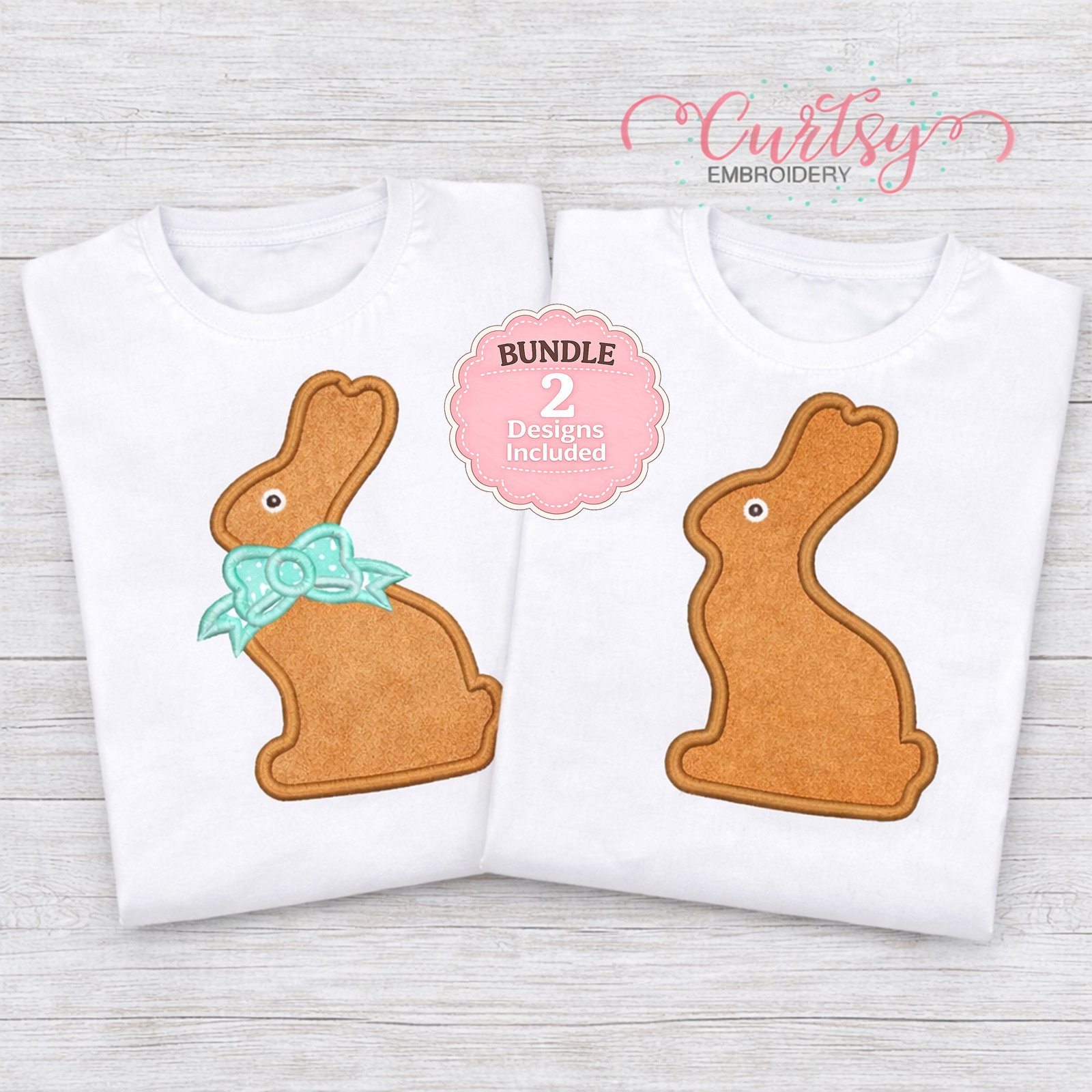 Chocolate Easter Bunny Applique Design Set 2000