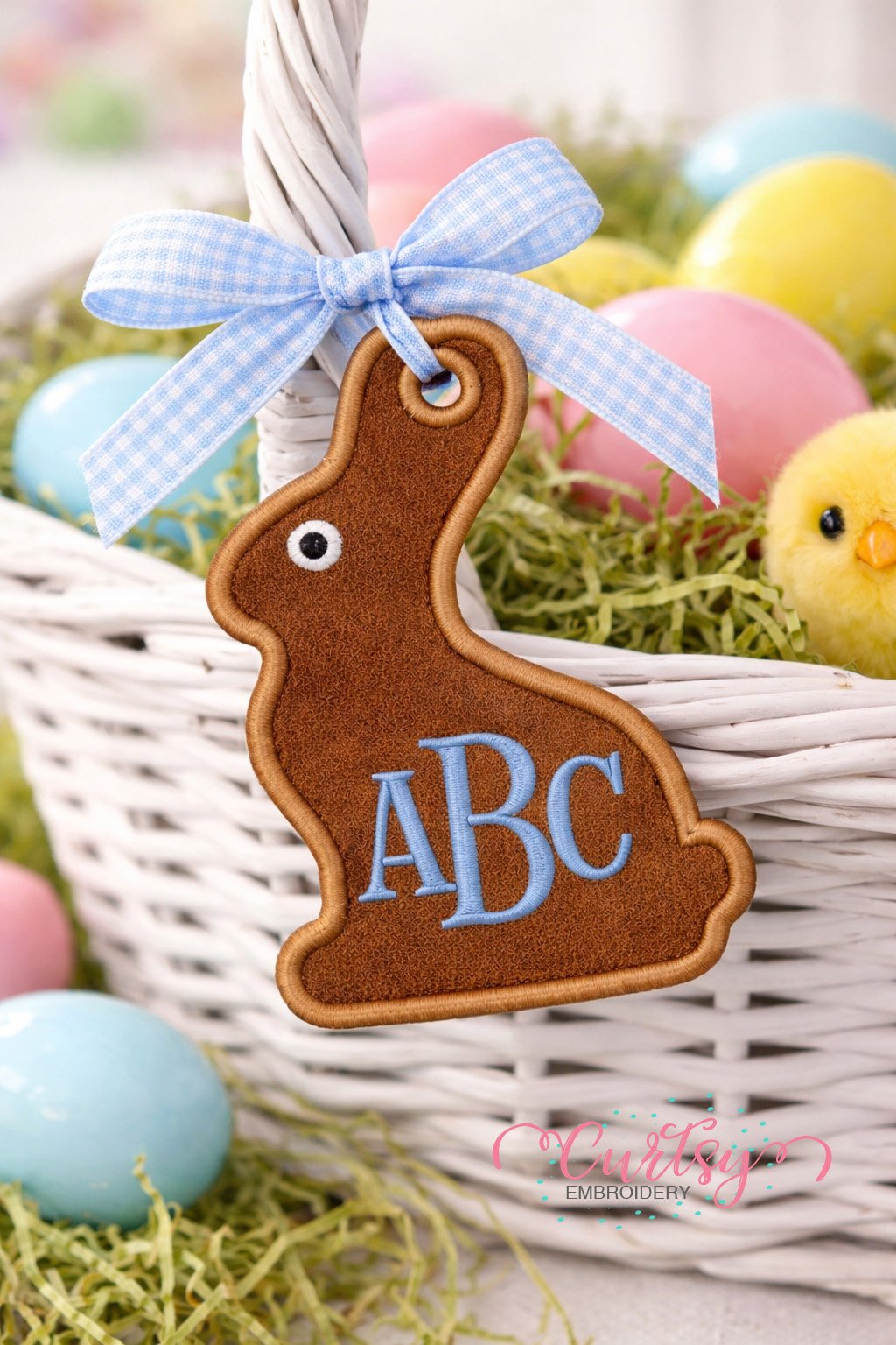 Chocolate Easter Bunny Tag Applique Design logo 1
