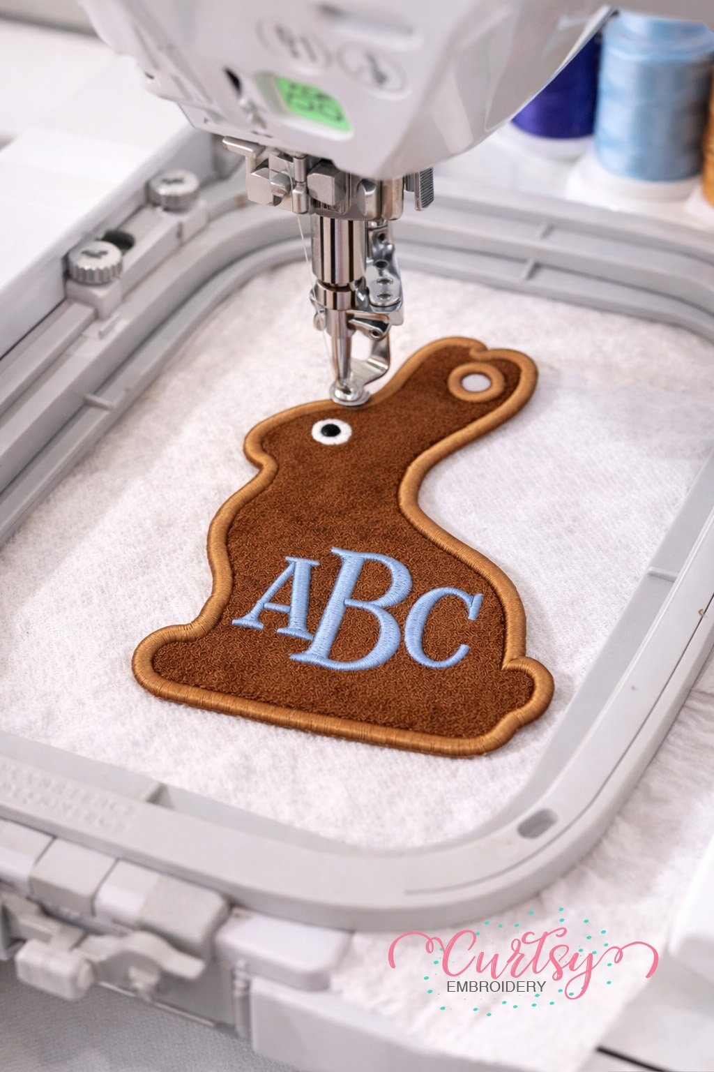 Chocolate Easter Bunny Tag Applique Design logo 2