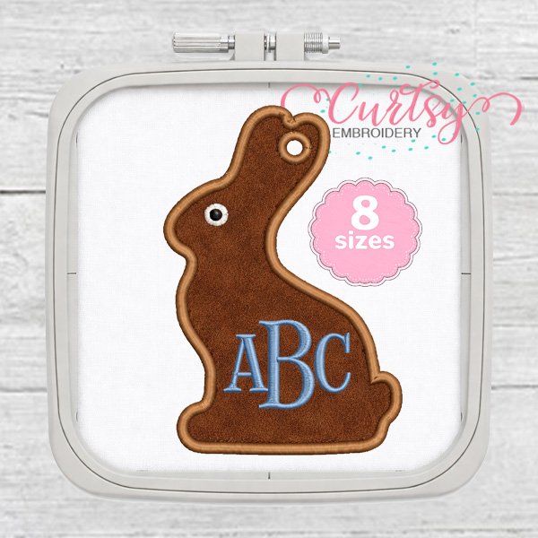 Chocolate Easter Bunny Tag Applique Embroidery Design 600