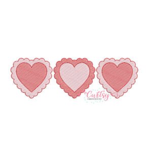 Scalloped Heart Trio Quick Stitch