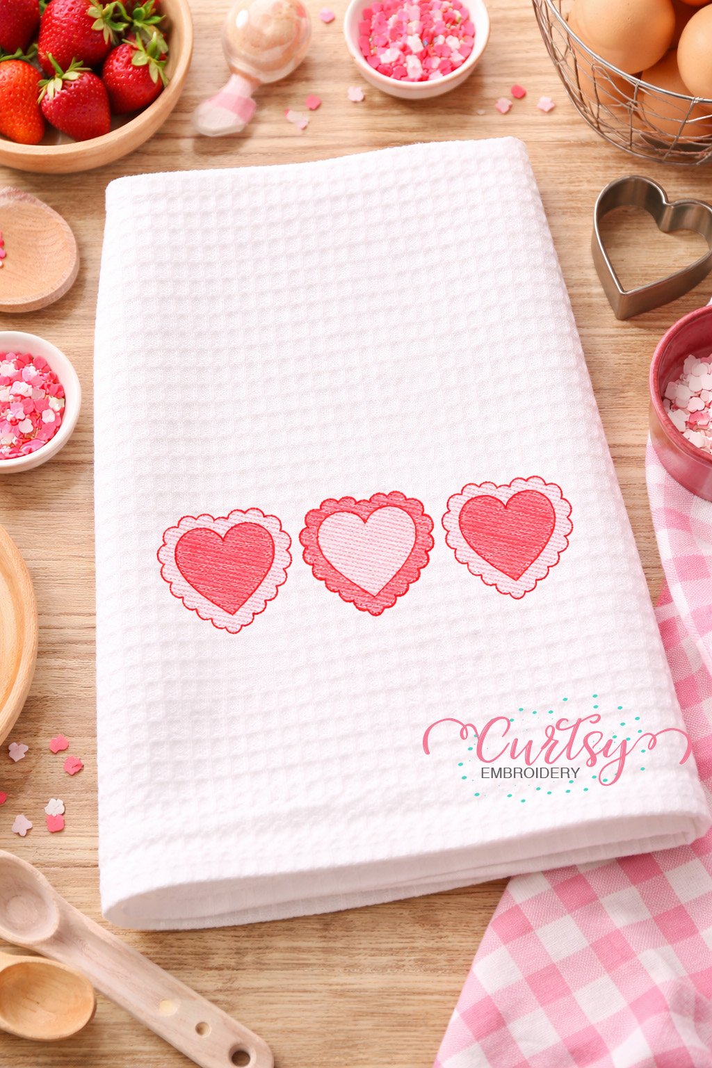 Heart Scalloped Trio Quick Stitch Embroidery logo 1
