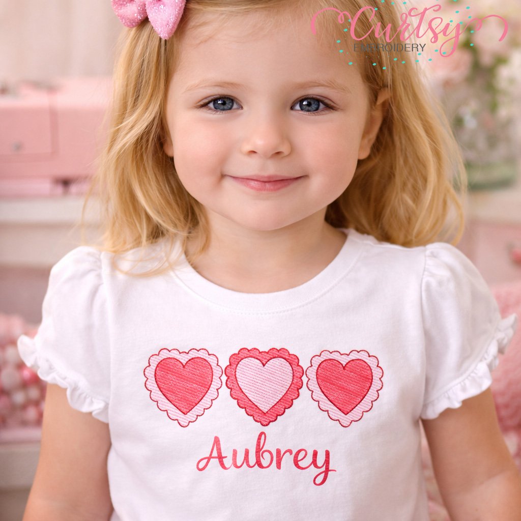 Heart Scalloped Trio Quick Stitch Embroidery logo 3