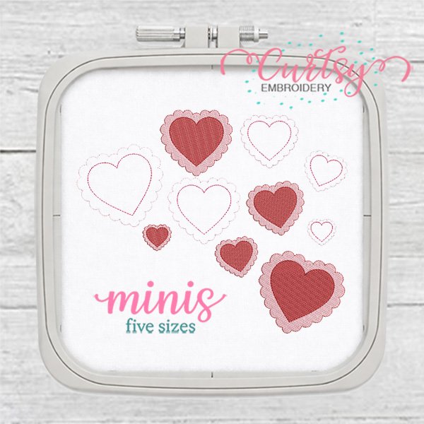 Heart Scallops Mini Embroidery Designs 600