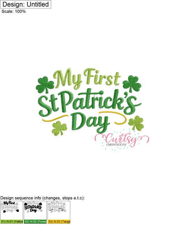 My First St Patrick Embroidery Stitch Map 72