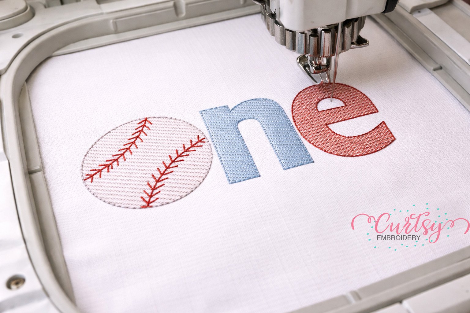 ONE Baseball Quick Stitch Embroidery Design logo 3