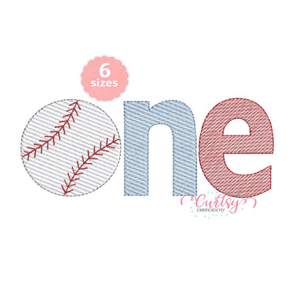 One Baseball Quick Stitch Embroidery Design