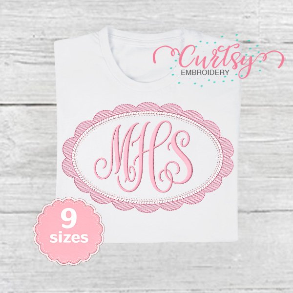 Quick Stitch Scalloped Oval Frame Embroidery Design 600 Quick Stitch Scalloped Oval Frame Embroidery Design 600