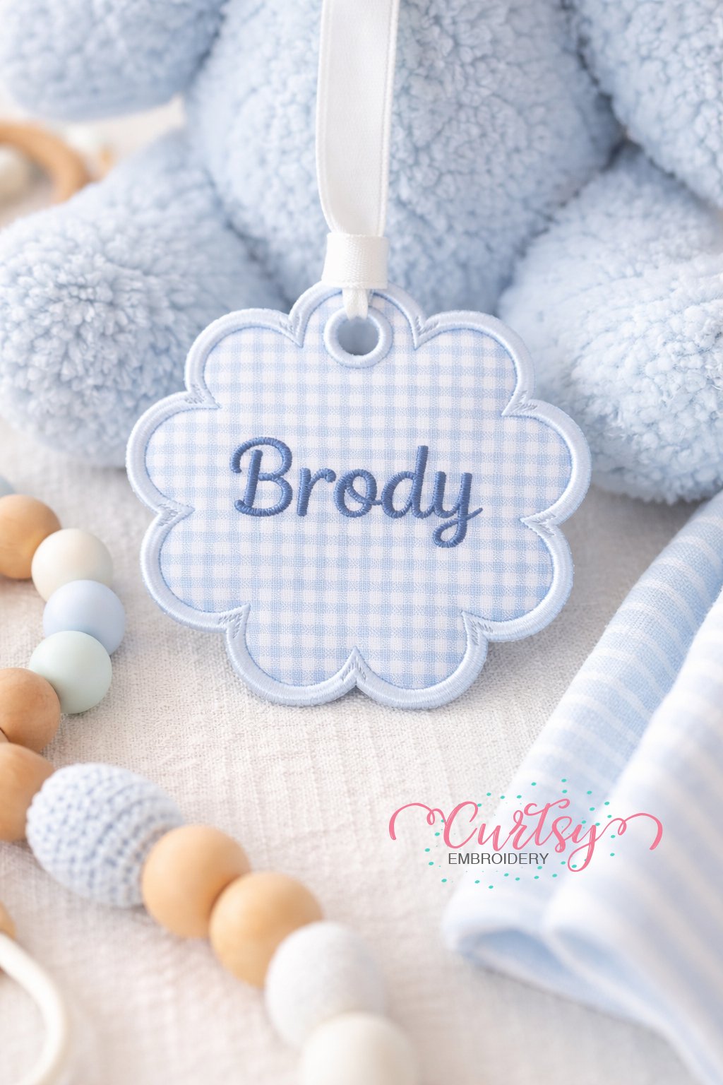 Scallop Circle Tag Applique Design Logo 2