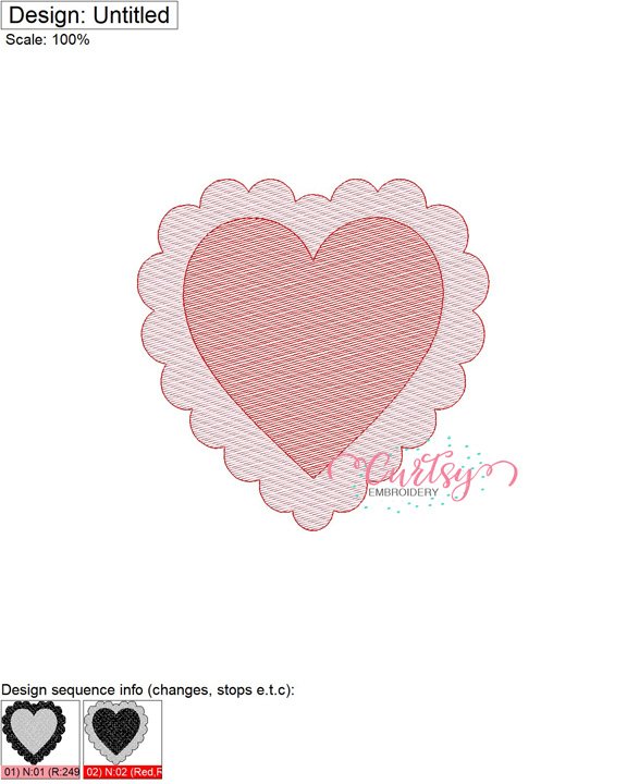 Scalloped Heart Quick Stitch Map