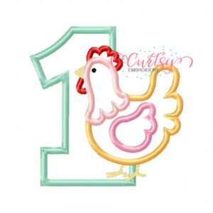 Chicken First Birthday Applique