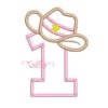 1st Birthday Cowboy Hat Applique Design Girl Website Logo