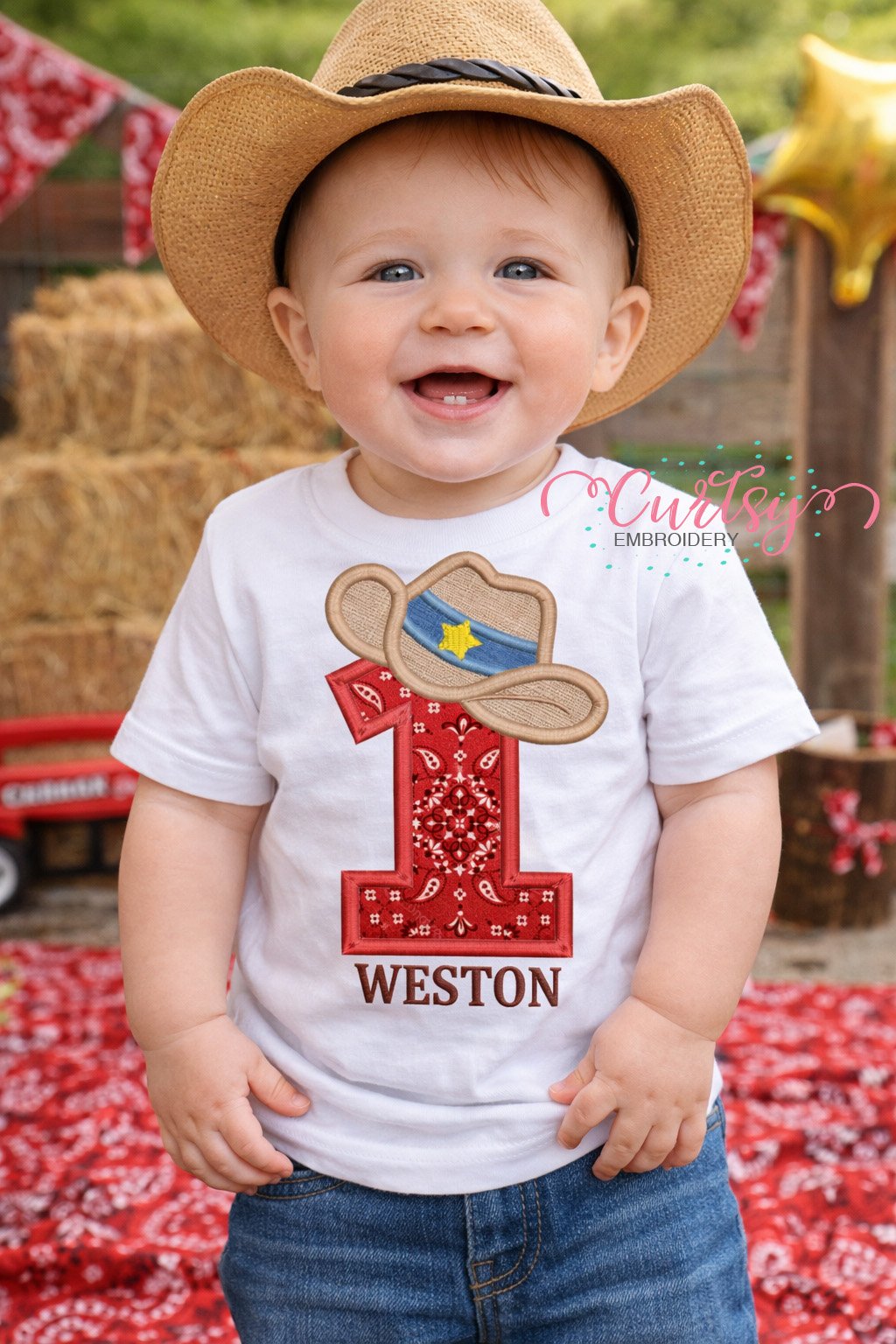 1st Birthday Cowboy Hat Applique Design Logo 2