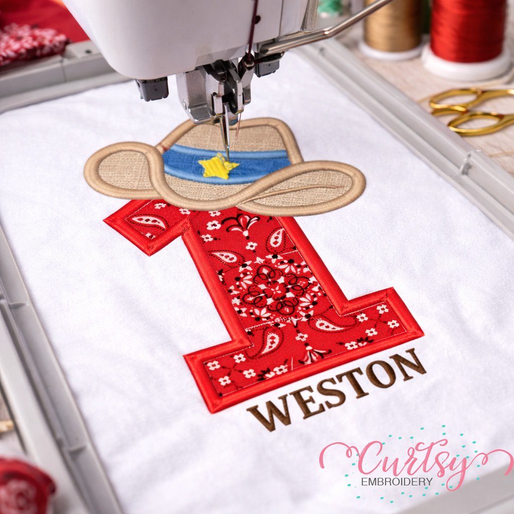 1st Birthday Cowboy Hat Applique Design Logo 3