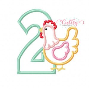 Chicken Second Birthday Applique