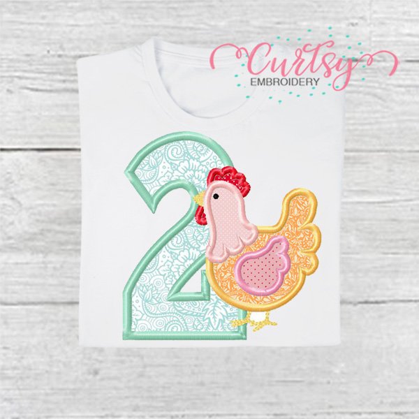 2nd Birthday Chicken Applique Picture 600