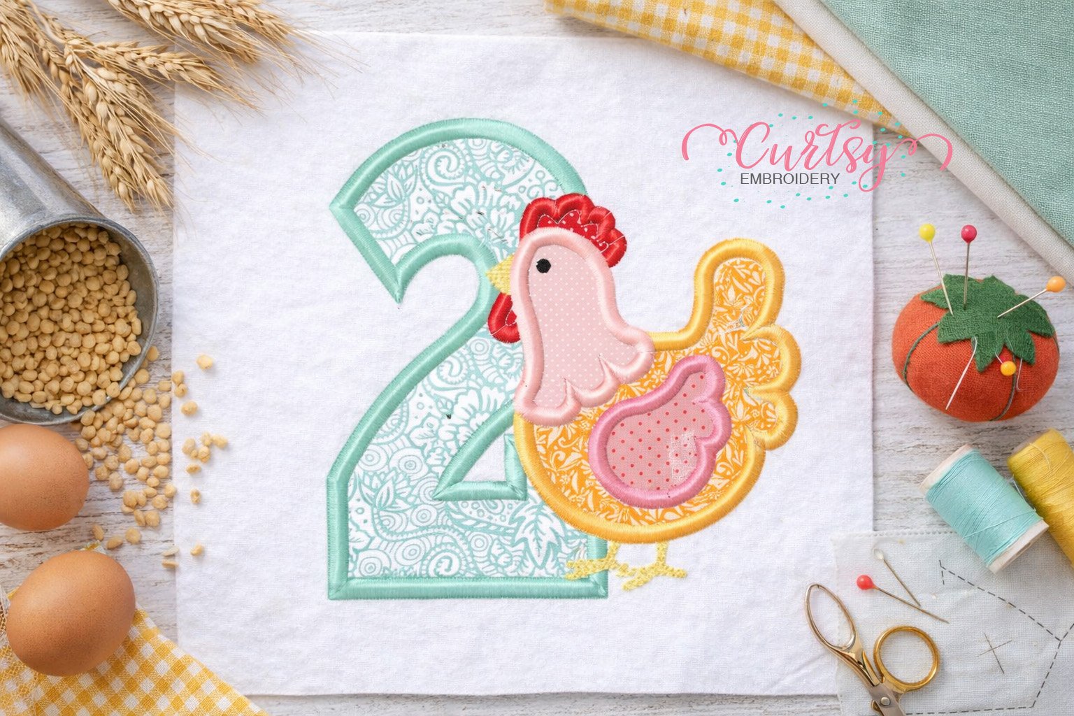 2nd Birthday Chicken Applique Picture logo 1 2nd Birthday Chicken Applique Picture logo 1