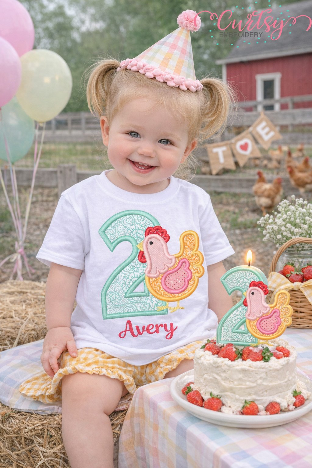 2nd Birthday Chicken Applique Picture logo 2