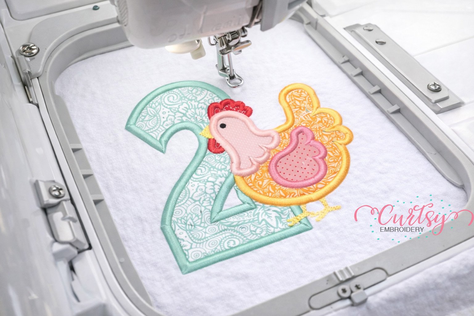 2nd Birthday Chicken Applique Picture logo 3