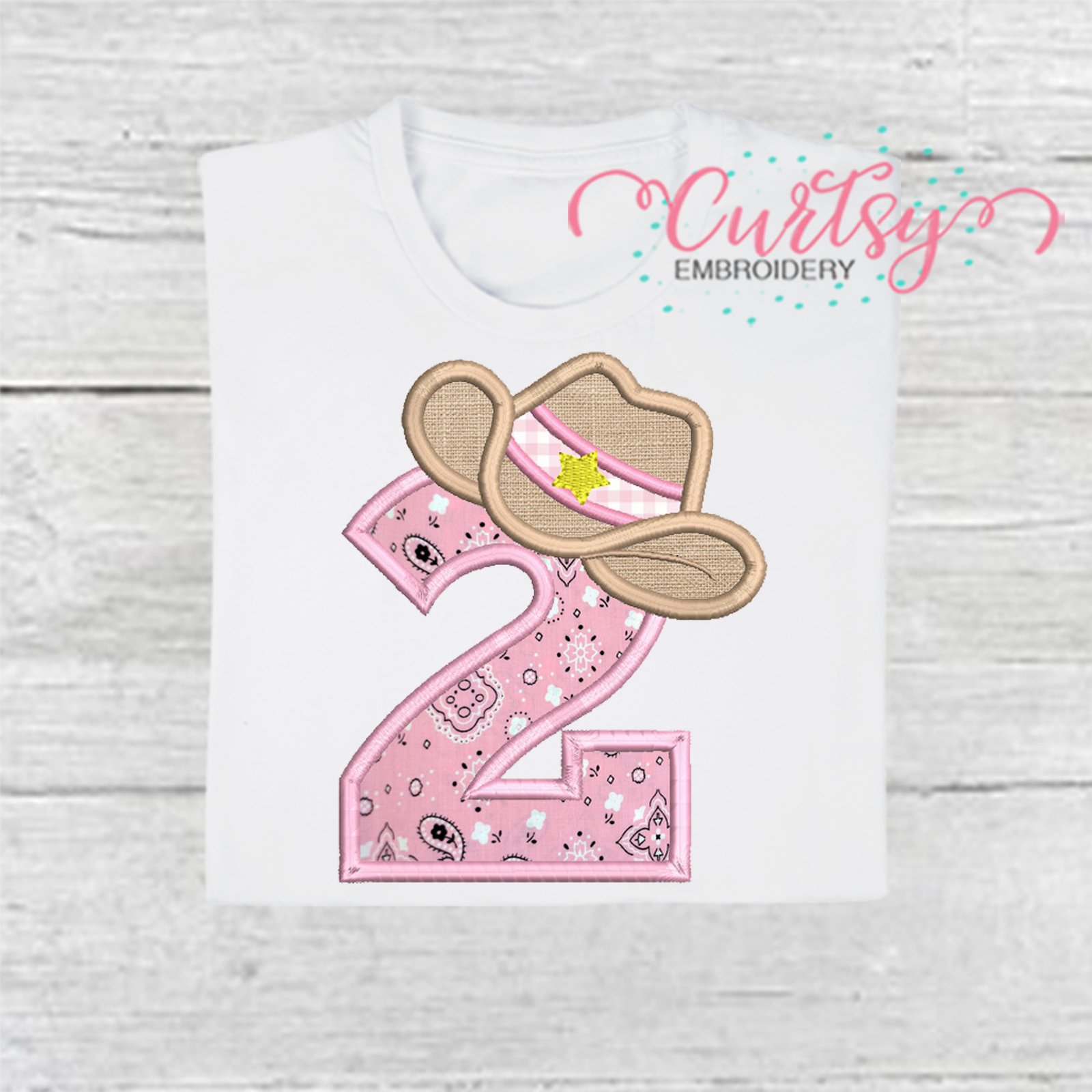 2nd Birthday Cowboy Hat Applique Embroidery Design 2000