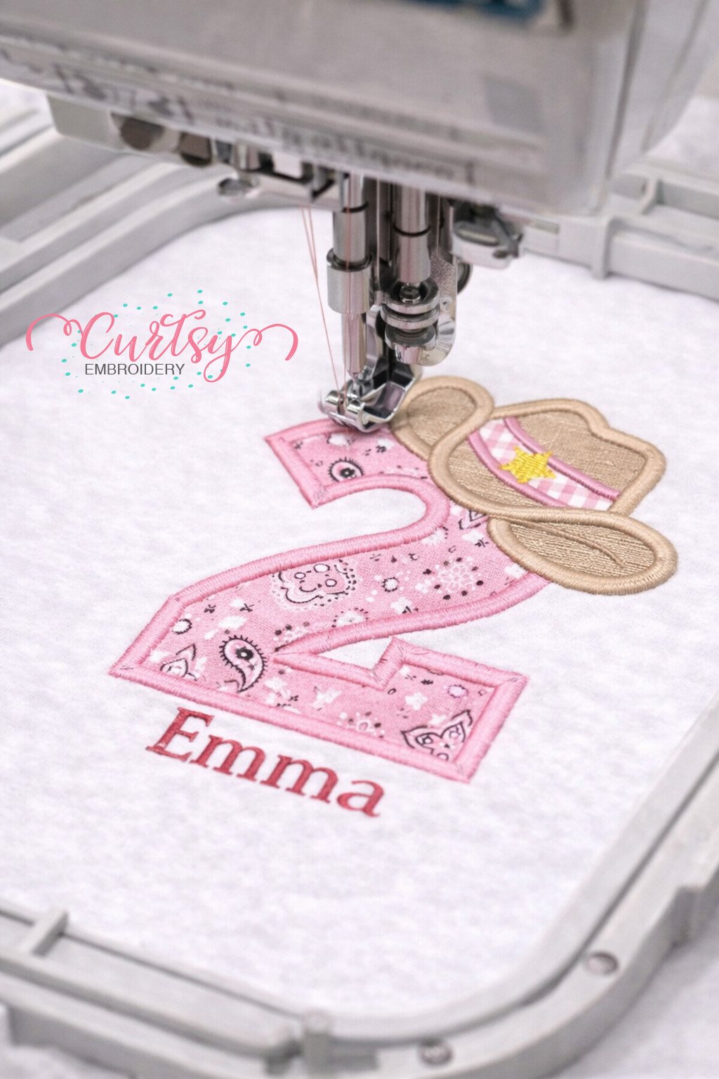 2nd Birthday Cowboy Hat Applique Embroidery Design Logo 3