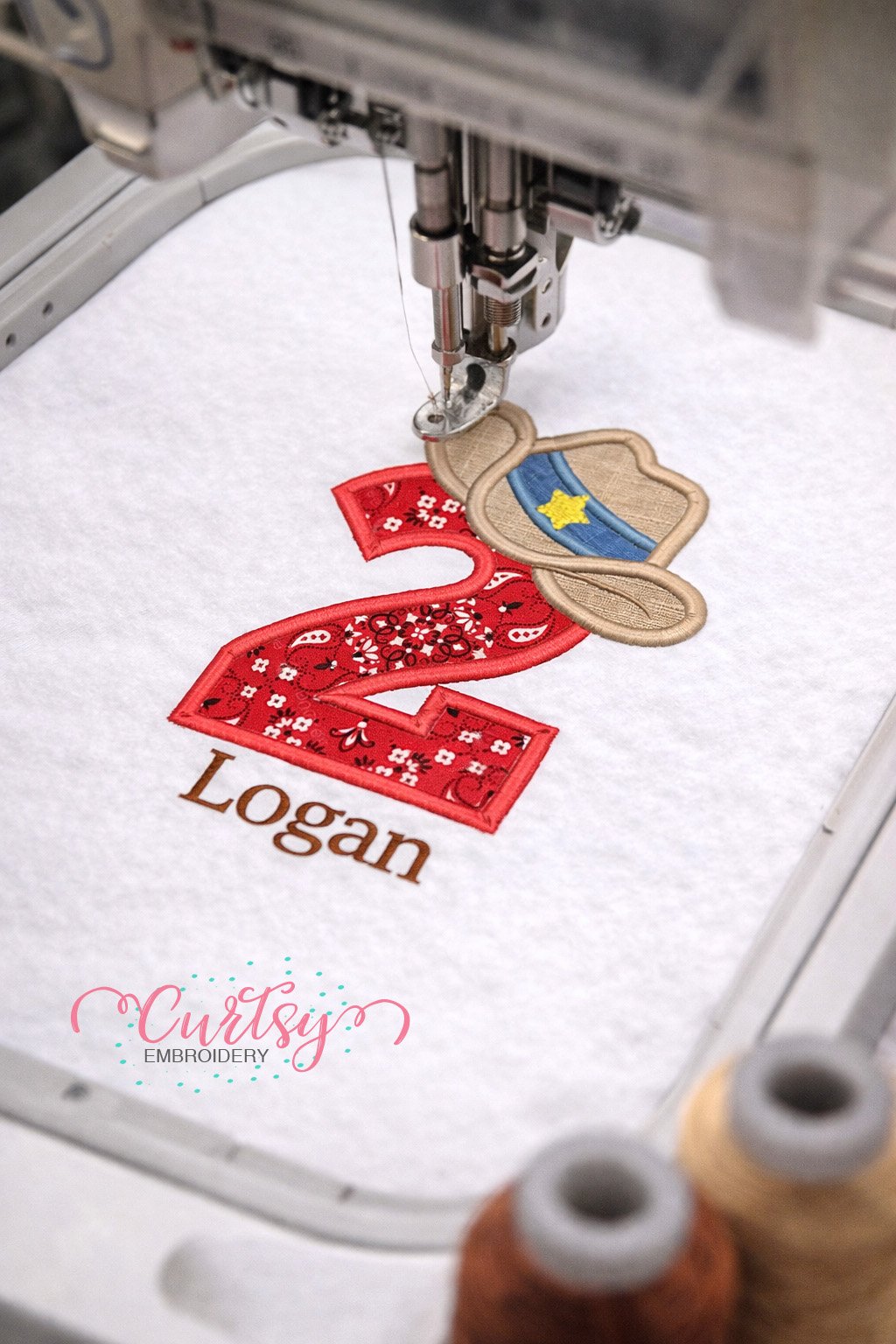 2nd Birthday Cowboy Hat Applique Embroidery Design Logo 3