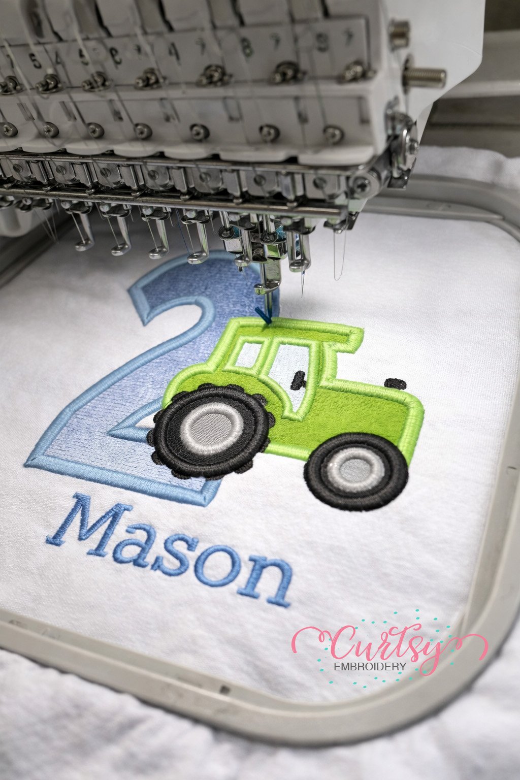 2nd Birthday Tractor Applique Embroidery Design Logo 3