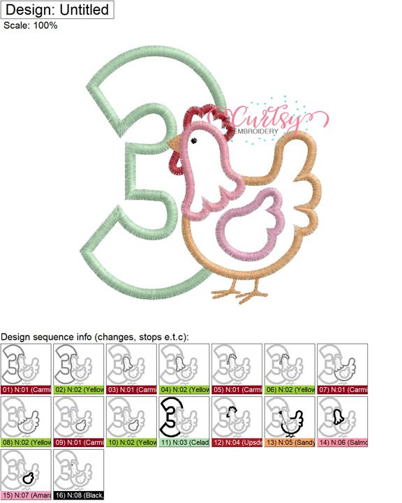 3 Chicken Applique Stitch Map 72