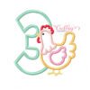 3rd Birthday Chicken Applique Design