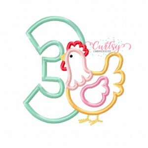 Chicken Third Birthday Applique