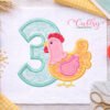 3rd Birthday Chicken Applique Design Picture logo 1