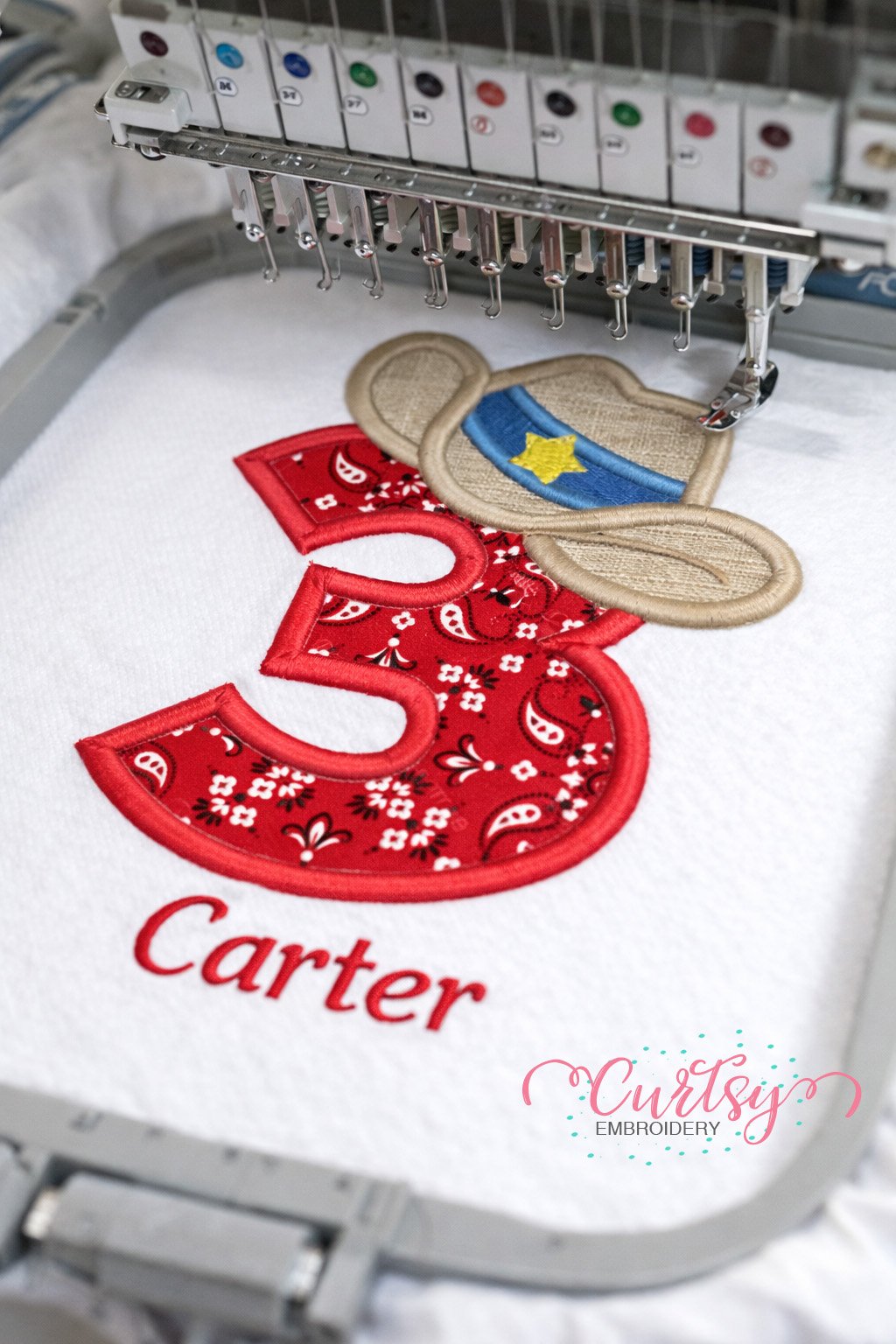 3rd Birthday Cowboy Hat Applique Design Logo 1