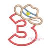 3rd Birthday Cowboy Hat Applique Embroidery Design