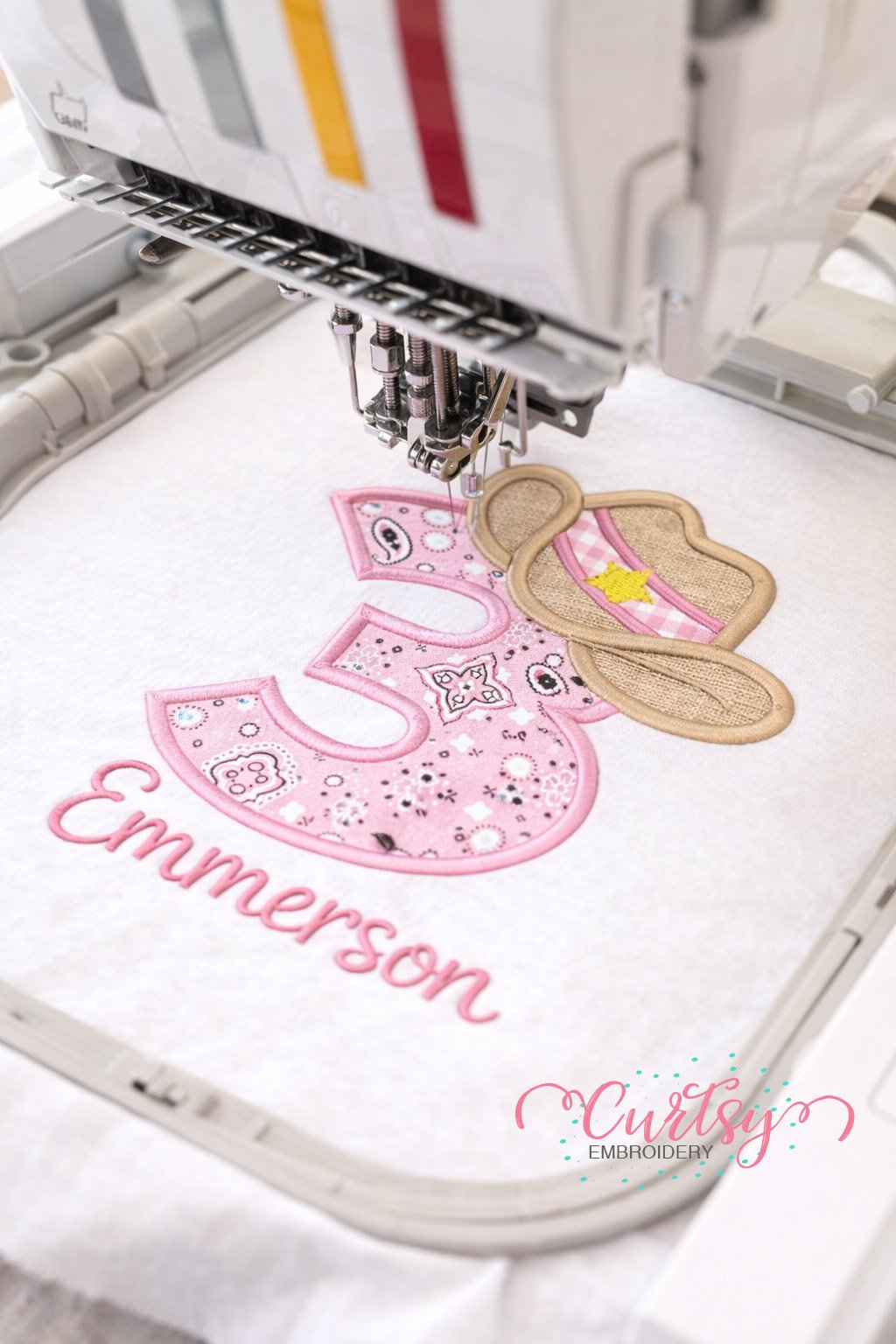 3rd Birthday Cowboy Hat Applique Embroidery Design logo 3