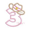 3rd Birthday Cowgirl Hat Applique Embroidery Design