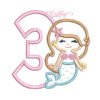 3rd Birthday Mermaid Applique Embroidery Design