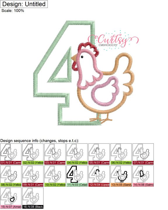 4 Chicken Applique Stitch Map 72