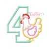4th Birthday Chicken Applique Design