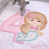 4th Birthday Mermaid Applique Embroidery Design Logo 3 4th Birthday Mermaid Applique Embroidery Design Logo 3