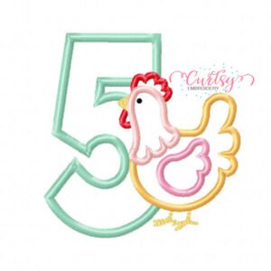 Chicken Fifth Birthday Applique