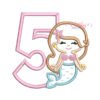 5th Birthday Mermaid Applique Embroidery Design