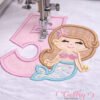 5th Birthday Mermaid Embroidery Applique Design Logo 3