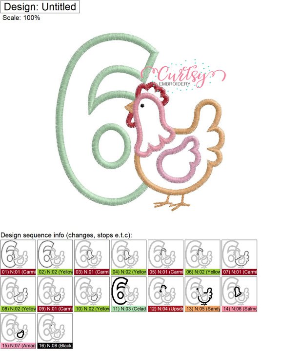 6 Chicken Applique Stitch Map 72