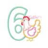6th Birthday Chicken Applique Design 6th Birthday Chicken Applique Design